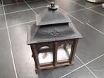Kandelaar type huisje, metaal dak, hout, kan zijkant open, Huis en Inrichting, Woonaccessoires | Kandelaars en Kaarsen, Gebruikt
