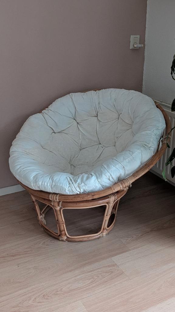 Rotan stoel Papasan lounge, Huis en Inrichting, Fauteuils, Zo goed als nieuw, Riet of Rotan, Stof, 75 tot 100 cm, 75 tot 100 cm
