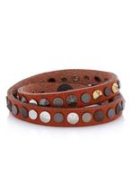 Legend stoer bruin leren wikkelarmband armband met studs, Bruin, Nieuw, Leer, Ophalen of Verzenden