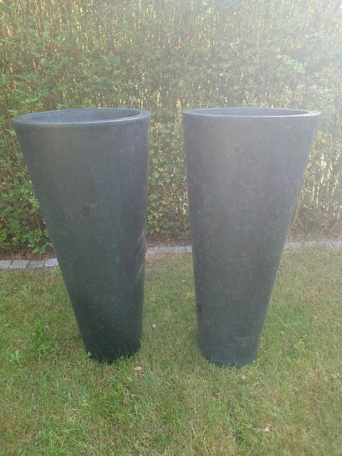 2 Zwarte Zeer grote XXL Zinken Tuinvazen (114,5H x50B),zgan!, Tuin en Terras, Tuinvazen, Zo goed als nieuw, Ophalen