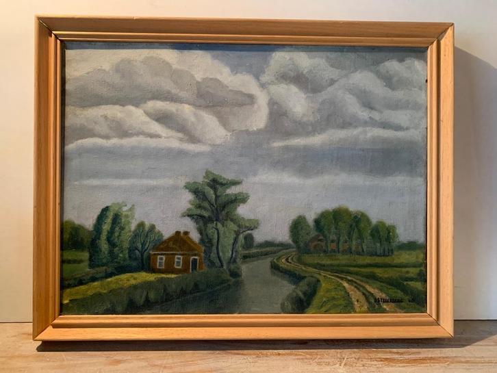 Schilderij landschap J Sterenberg, Antiek en Kunst, Kunst | Schilderijen | Klassiek, Ophalen of Verzenden