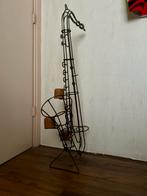 Draadstalen Saxofoon Kaarsenstandaard, Ophalen, Gebruikt, Zwart, Kandelaar