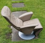 Leren Relaxfauteuil met Draaivoet, Ophalen, 75 tot 100 cm, Zo goed als nieuw, Metaal