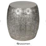 Bijzettafel zilver kleurig 40 cm hoog  BIEDEN, Ophalen, Zo goed als nieuw, Rond, Minder dan 55 cm