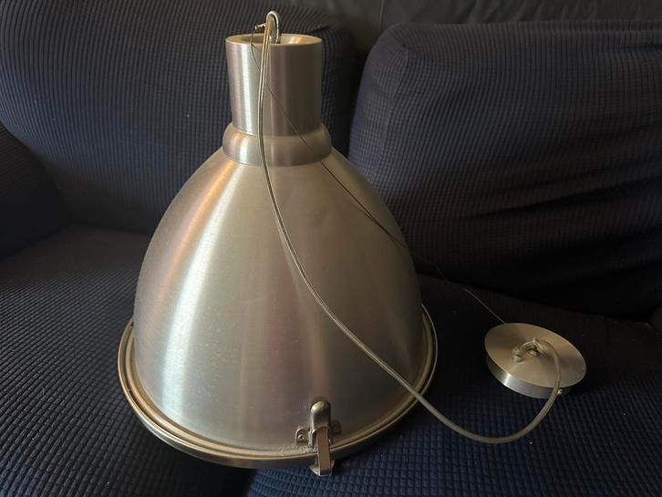 “ industriele” hanglamp rvs, Huis en Inrichting, Lampen | Hanglampen, Gebruikt, Minder dan 50 cm, Metaal, Ophalen