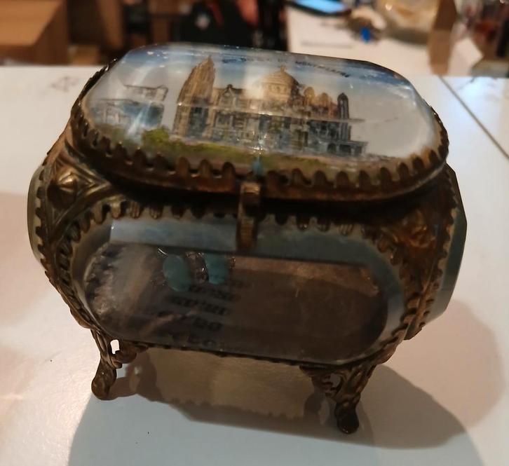 Antieke sieradendoos met afbeelding, Antiek en Kunst, Antiek | Woonaccessoires, Ophalen of Verzenden