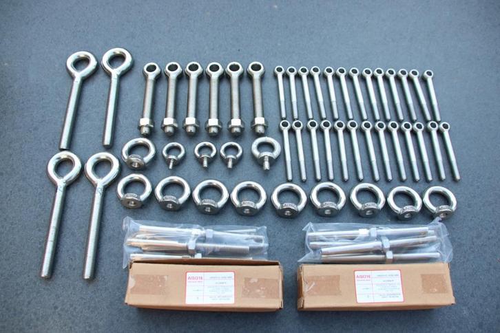 Oogbouten, knevelbouten wantspanners, musketon haken, Watersport en Boten, Accessoires en Onderhoud, Nieuw, Gereedschap, Ophalen of Verzenden