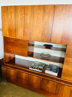 Pallisander wandmeubel met verlichte bar!, 200 cm of meer, Ophalen of Verzenden, Zo goed als nieuw, 200 cm of meer