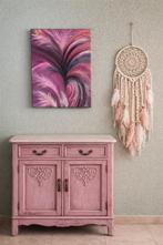 Abstract schilderij – paars / roze tinten, Ophalen of Verzenden