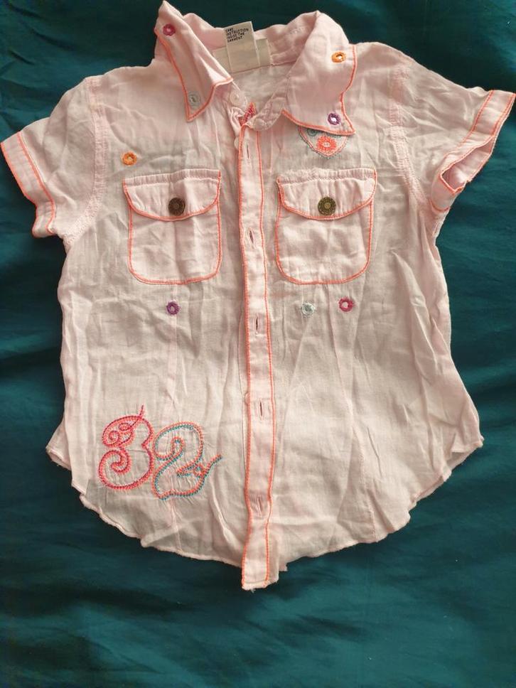 Diesel blouse bloesje met neon accenten 116, Kinderen en Baby's, Kinderkleding | Maat 116, Gebruikt, Meisje, Overhemd of Blouse