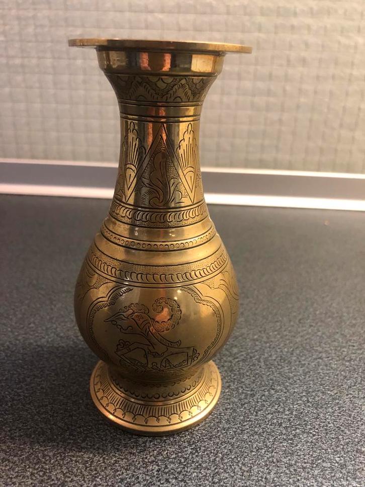 Vintage Messing object met Gravures, Antiek en Kunst, Antiek | Vazen, Ophalen of Verzenden