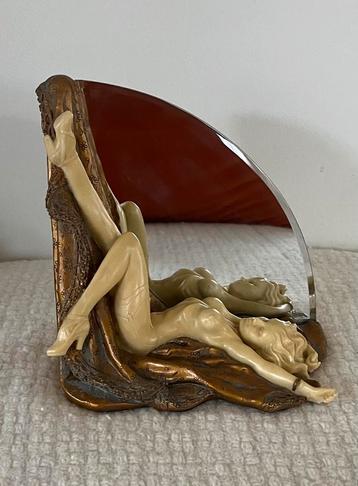 Zeldzaam kunst object naakte vrouw spiegel art deco beschikbaar voor biedingen