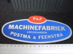 folie sticker machinefabriek leeuwarden Postma & Feenstra, Verzamelen, Verzenden, Zo goed als nieuw, Bedrijf of Vereniging