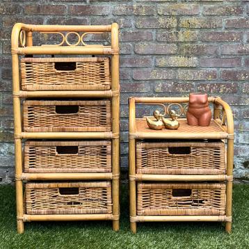 Set rotan ladekastje nachtkastje opbergkastje 2 + 4 lades beschikbaar voor biedingen