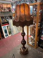 Bijzondere antieke lamp, leren kap, 2 hoogtes, zw kwaliteit, Ophalen