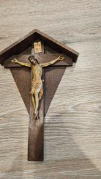 Antiek kruis met porseleinen Jezus, Antiek en Kunst, Antiek | Religie, Ophalen of Verzenden