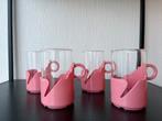 Vintage theeglazen - roze, Glas of Glazen, Ophalen of Verzenden, Overige stijlen, Glas
