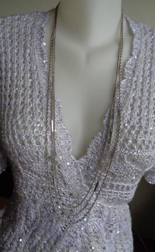 zilveren lange sier ketting [394], Sieraden, Tassen en Uiterlijk, Kettingen, Zo goed als nieuw, Zilver, Zilver, Verzenden