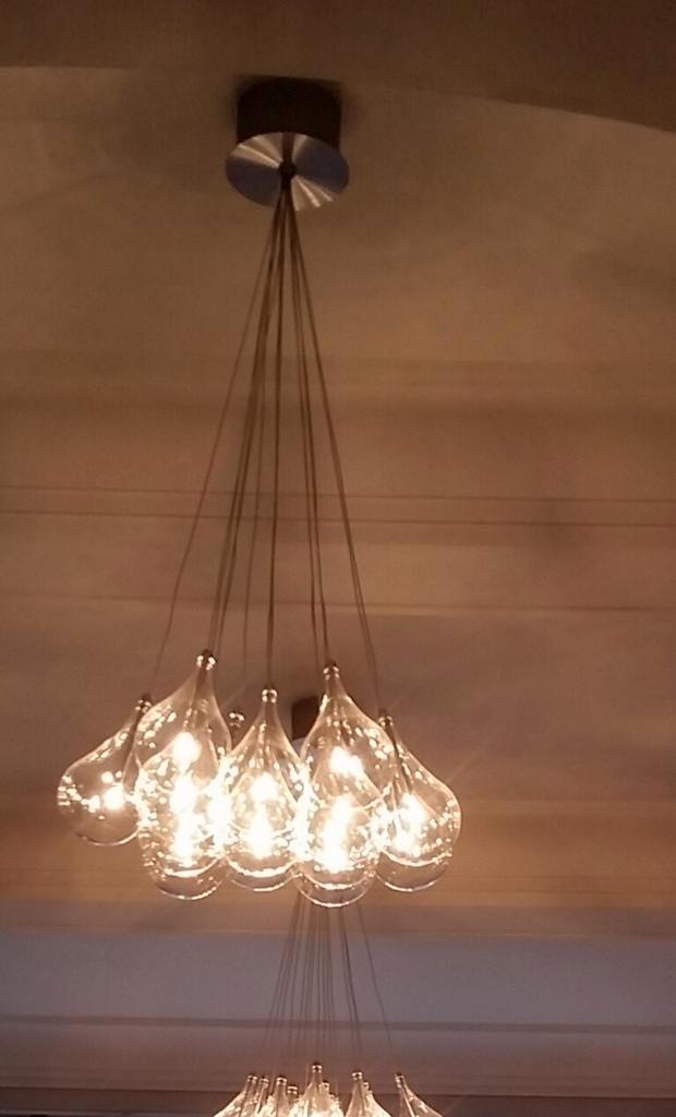15 bulb glas drop hang lampen. Albini collection 1969 italy, Huis en Inrichting, Lampen | Kroonluchters, Zo goed als nieuw, Glas