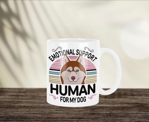 Husky mok “Emotional Support Human”, Huis en Inrichting, Keuken | Servies, Nieuw, Kop(pen) en/of Schotel(s), Overige stijlen, Ophalen of Verzenden