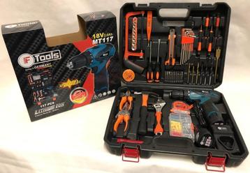 Schroefmachine 18V - 2 accu’s. en gereedschap set beschikbaar voor biedingen