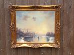 Antiek Hollands winterlandschap schilderij prachtige lijst, Antiek en Kunst, Kunst | Schilderijen | Klassiek, Ophalen of Verzenden