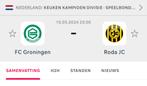 1 Kaartje Fc Groningen - Roda JC Vak Q., Tickets en Kaartjes, Mei, Losse kaart, Eén persoon