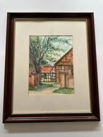 Aquarel Schilderij met Houten Lijst, Ophalen of Verzenden