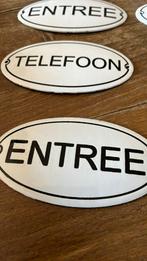 6 emaille bordjes “Telefoon & entree 7x13 cm, Ophalen of Verzenden