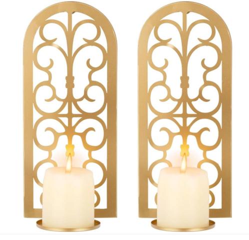 Muur kandelaar goud, set van twee, Huis en Inrichting, Woonaccessoires | Kandelaars en Kaarsen, Nieuw, Kandelaar, 25 tot 50 cm