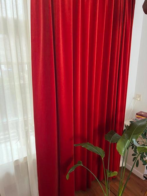 Zware velours / velvet gordijnen oranje/rood, Huis en Inrichting, Stoffering | Gordijnen en Lamellen, Zo goed als nieuw, 200 cm of meer