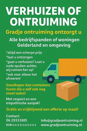 Leeghalen van woning of bedrijfspand? beschikbaar voor biedingen