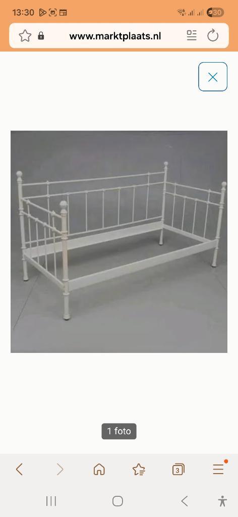 Bed ikea, Huis en Inrichting, Slaapkamer | Bedden, Gebruikt, Eenpersoons, 90 cm, 200 cm, Metaal, Wit, Ophalen