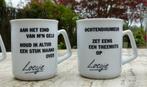 4 x LOESJE mok Ochtend Humeur  zet eens een Theemuts op, Huis en Inrichting, Keuken | Servies, Ophalen of Verzenden, Nieuw, Overige stijlen