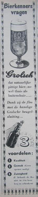 knipsel GROLSCH BIER  1953, Verzamelen, Biermerken, Ophalen of Verzenden, Zo goed als nieuw, Overige typen, Grolsch