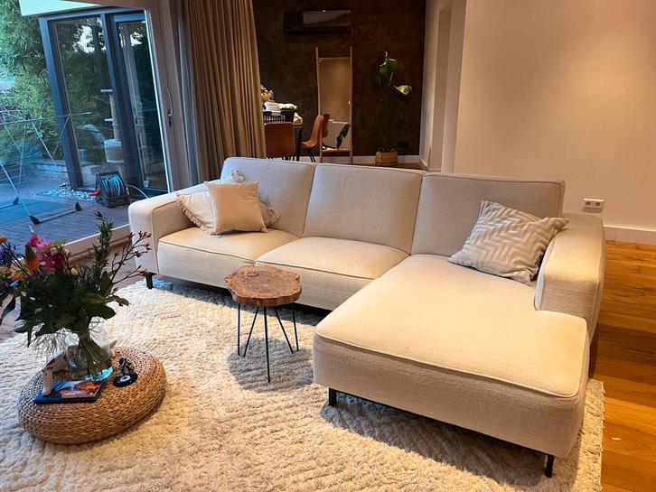 Creme wit / beige bank, Huis en Inrichting, Banken | Bankstellen, Gebruikt, Hoekbank, Vierpersoons of meer, 250 tot 300 cm, 150 cm of meer