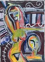 Francis Powell, Nu.  Acryl/doek. 16/22 cm., Antiek en Kunst, Kunst | Schilderijen | Abstract, Ophalen