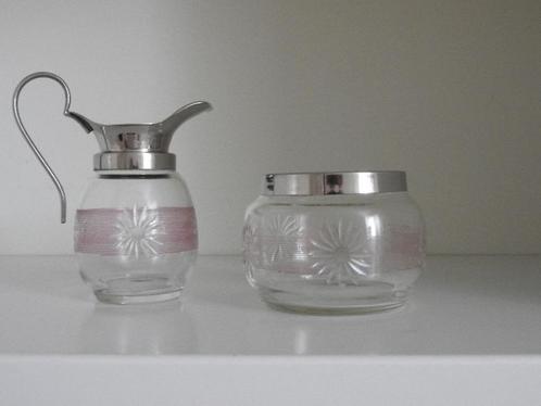 Prachtige Antieke setje  roomkannetje en suikerschaaltje, Antiek en Kunst, Antiek | Glas en Kristal, Ophalen