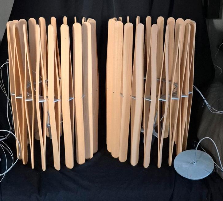 Set van 2 Fabbian Stick hanglamp design  setprijs, Huis en Inrichting, Lampen | Hanglampen, Zo goed als nieuw, 75 cm of meer, Hout