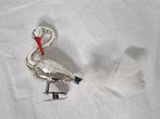 Antiek ornament zwaan op clip zilverkleur glas oud kerstbal, Diversen, Kerst, Ophalen of Verzenden, Gebruikt