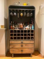 Wijnkast van mangohout – industrieel model Yecla, Ophalen, Zo goed als nieuw, 25 flessen of meer, 75 cm of meer
