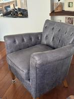 Riviera maison fauteuil grijs leder stoel RM chesterfield, Huis en Inrichting, Fauteuils, Zo goed als nieuw, 75 tot 100 cm, Ophalen