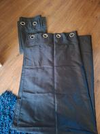 2 zwarte ringgordijnen met metalen roede, Ophalen, 200 cm of meer