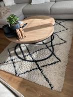 Vloerkleed Shaggy ruit zwart/wit 190x133, Ophalen, Gebruikt, 100 tot 150 cm, Zwart