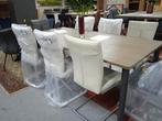 6 Nieuwe LEREN stoelen, off white catania leer met Rvs., Huis en Inrichting, Stoelen, Nieuw, Vijf, Zes of meer stoelen, Metaal
