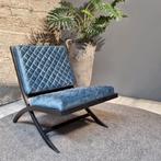Fauteuil Madrid stof caro torre blauw, Modern design, Minder dan 75 cm, Nieuw, Ophalen of Verzenden