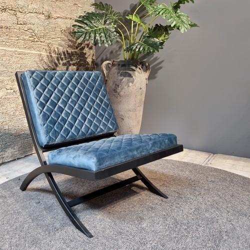 Fauteuil Madrid stof caro torre blauw, Huis en Inrichting, Fauteuils, Nieuw, Metaal, Stof, 75 tot 100 cm, Minder dan 75 cm, Ophalen of Verzenden