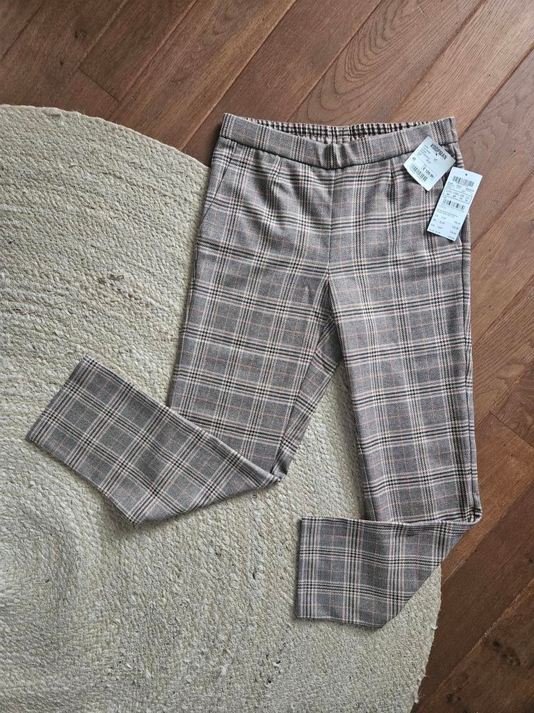 Pantalon geblokt, Kleding | Dames, Broeken en Pantalons, Nieuw, Maat 38/40 (M), Bruin, Lang, Ophalen of Verzenden
