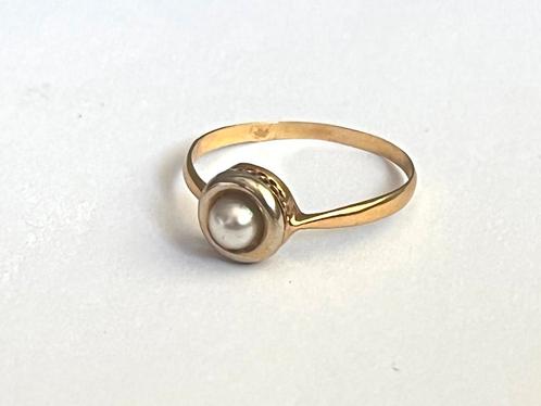 Ring antiek 18 kt goud natuurparel, Sieraden, Tassen en Uiterlijk, Antieke sieraden, Ring, Goud, Met edelsteen, Ophalen of Verzenden