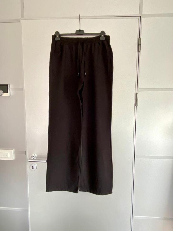 i303 Only-M maat 42=L linnen broek pantalon zwart, Kleding | Dames, Broeken en Pantalons, Zo goed als nieuw, Maat 42/44 (L), Zwart